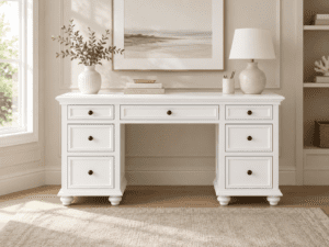 7 Drawers Study/Computer Desk White