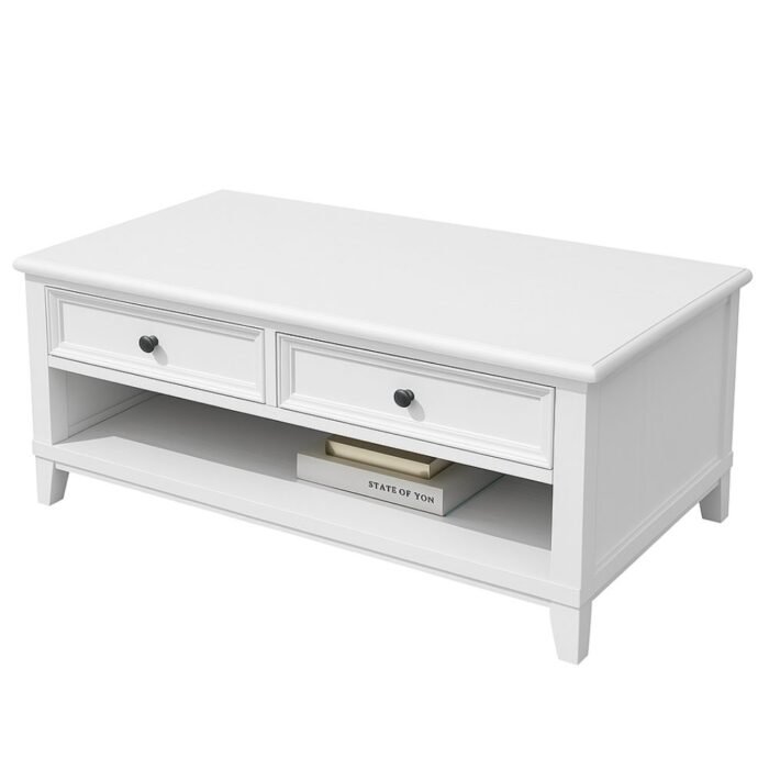 14 Hampton Ash Wood Coffee Table in White Finish JS804