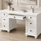 Hampton white study desk open drawer