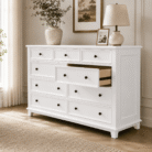 Hampton 9 Drawer Chest of Drawers White open drawer detail