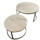 Natural Marble Coffee Table Top Set of 2 Round
