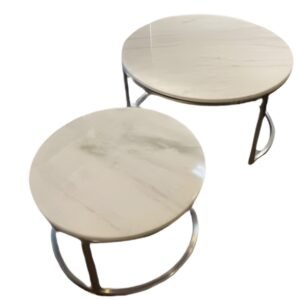 Natural Marble Coffee Table Top Set of 2 Round