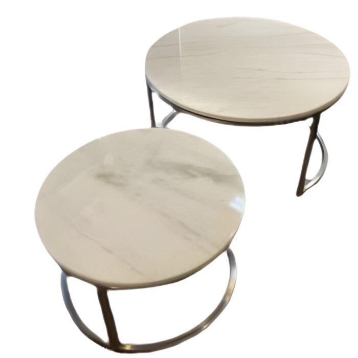 Natural Marble Coffee Table Top Set of 2 Round