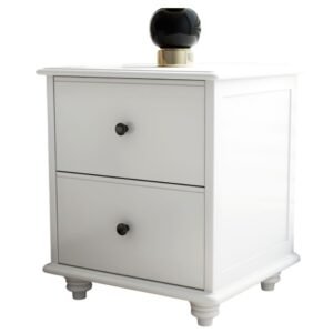 Olivia Bedside Table in White Finish QD201