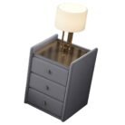 Velvet Bedside with Tempered Glass on the Top in Grey Colour A66G