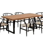 Stanley Wooden Beveled-Edge Dining Table with 6 Chairs