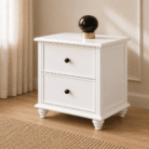 Classic Bedside Table in White Finish - angle view