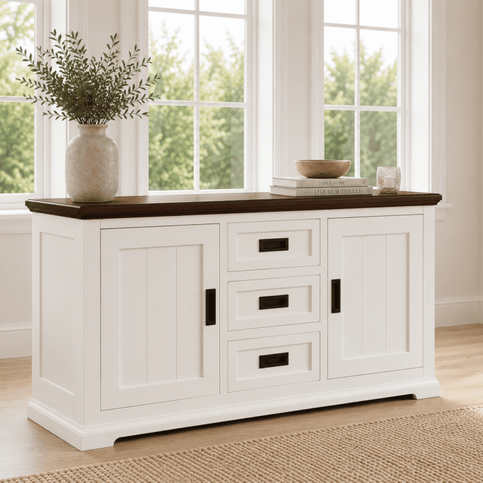 160cm Buffet With Wooden Top - angle view