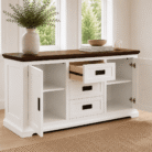 160cm Buffet With Wooden Top - open storage view