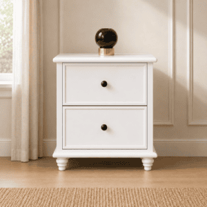 Classic Bedside Table in White Finish - main view