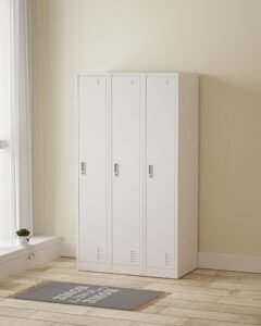 3 DOOR METAL STORAGE LOCKER – LIGHT GREY (EXTRA WIDTH)