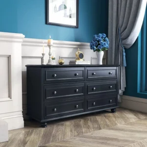 American Style 6-Drawer Chest of Drawers - Black angle view