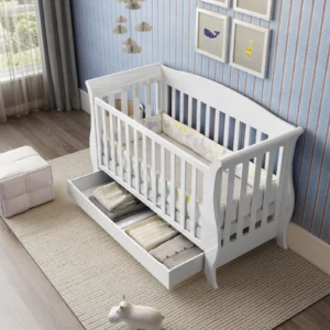 Andy 3 In 1 Drop Side Baby Cot White 45 Degree