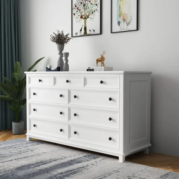 Hampton 9-Drawer Chest of Drawers - White angle view