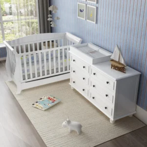 Sleigh Baby Cot with Sleigh Change Table angle view