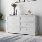 Sleigh Style 6-Drawer Chest of Drawers - White angle view