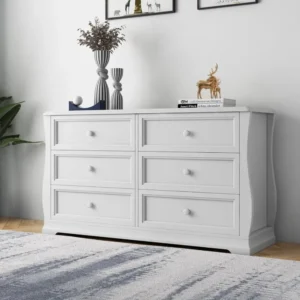 Sleigh Style 6-Drawer Chest of Drawers - White angle view