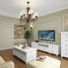 American Country Style 5-Drawer Tallboy - White side view