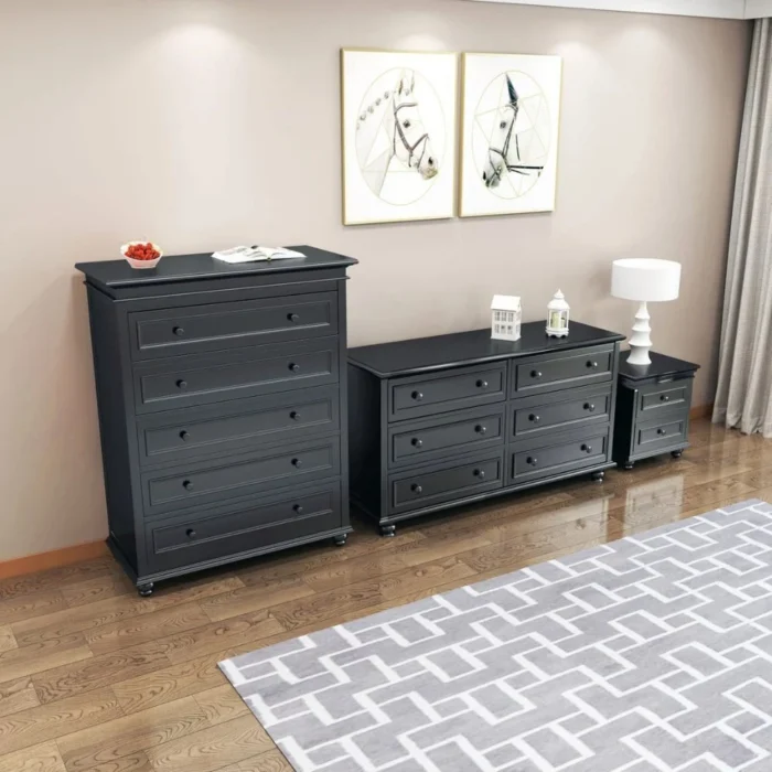 American Style 6-Drawer Chest of Drawers - Black side view