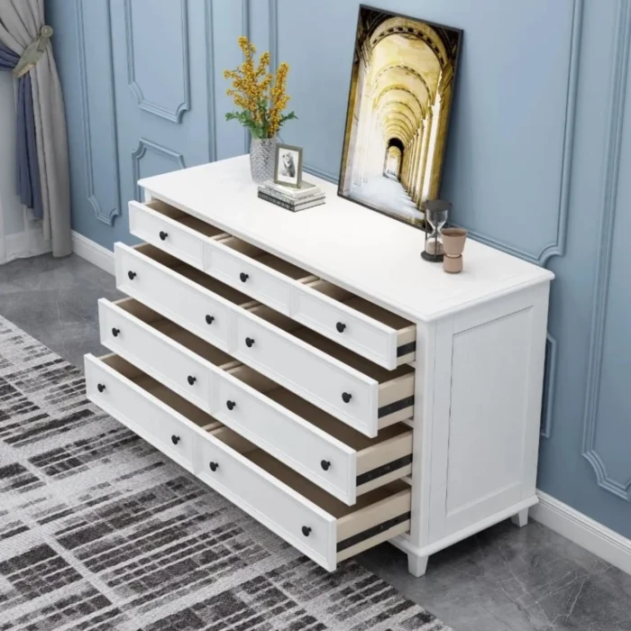 Hampton 9-Drawer Chest of Drawers - White drawer detail