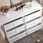 Sleigh Style 6-Drawer Chest of Drawers - White drawer detail