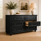 American Style 6-drawer chest of drawers in black finish