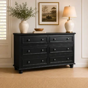 American Style 6-drawer chest of drawers in black finish
