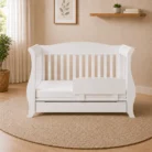 Andy white 3-in-1 sleigh baby cot toddler conversion view