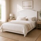 ASB-P white American country wooden bedhead in a warm modern bedroom
