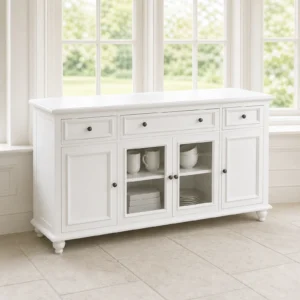 Buffet 160cm with Glass Doors in white angle view