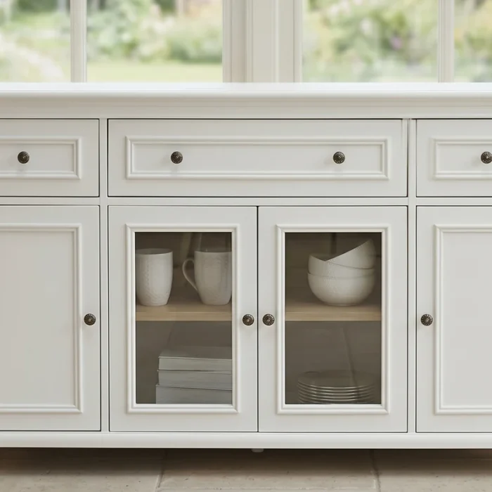Buffet 160cm with Glass Doors in white main view