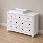 Classic 7-Drawer Baby Change Table in White with correct bun feet