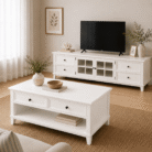 Hampton 2m TV Unit White living room scene