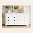 Hampton 9-Drawer Chest of Drawers in white with correct feet and balanced spacing