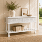 143cm White Console Hall Table - geometric front view