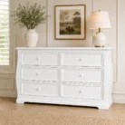Sleigh Style 6-Drawer Chest of Drawers in white Hamptons bedroom setting