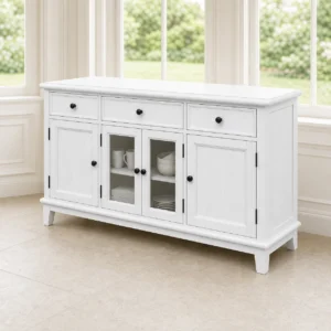 Wood Buffet in White angle view