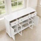 Wood Buffet in White open storage view