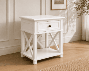 Hampton Bedside Table 2 Drawer - angle view