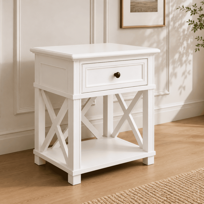 Hampton Bedside Table 2 Drawer - angle view