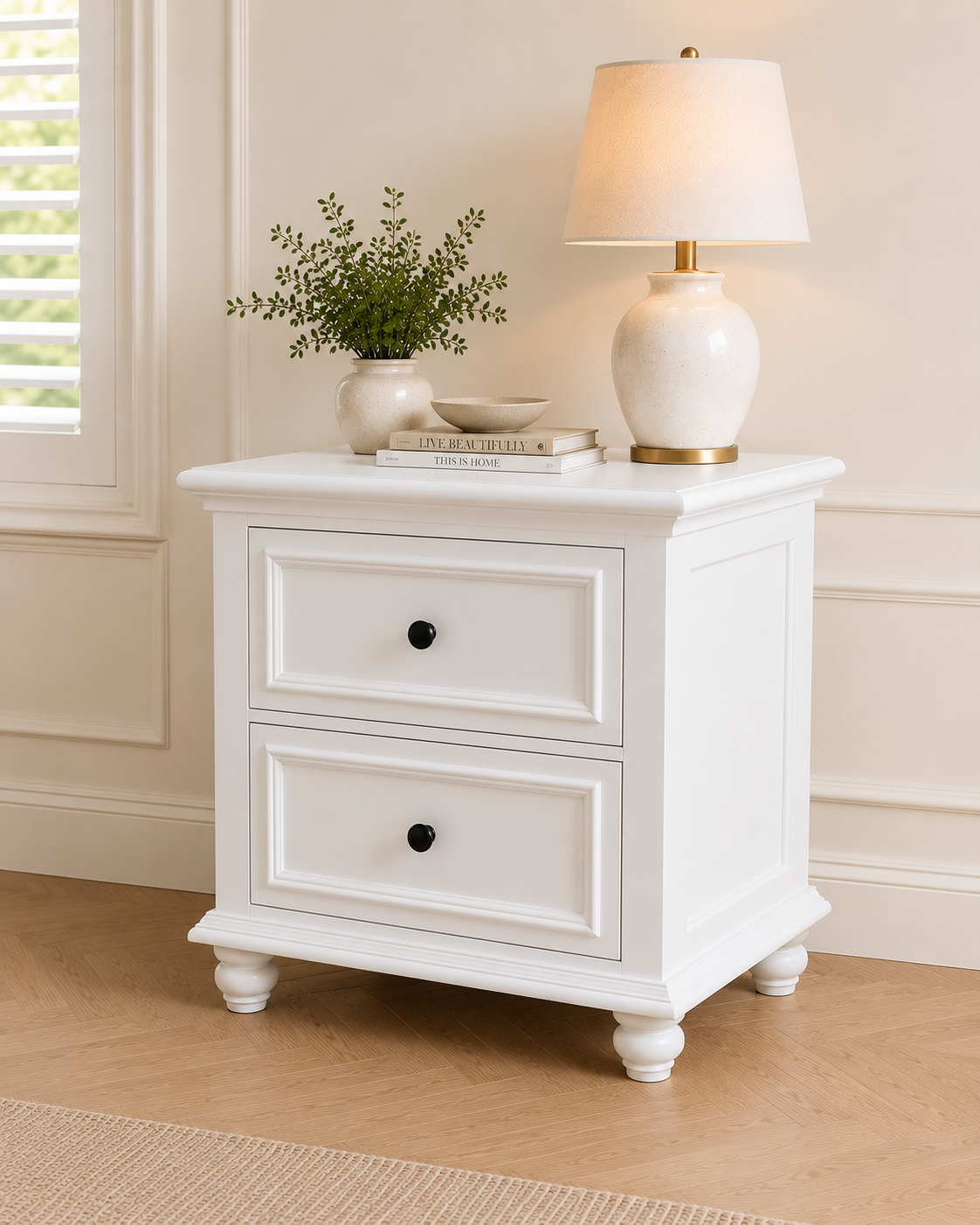 Hampton 2-Drawer Bedside - Lifestyle View